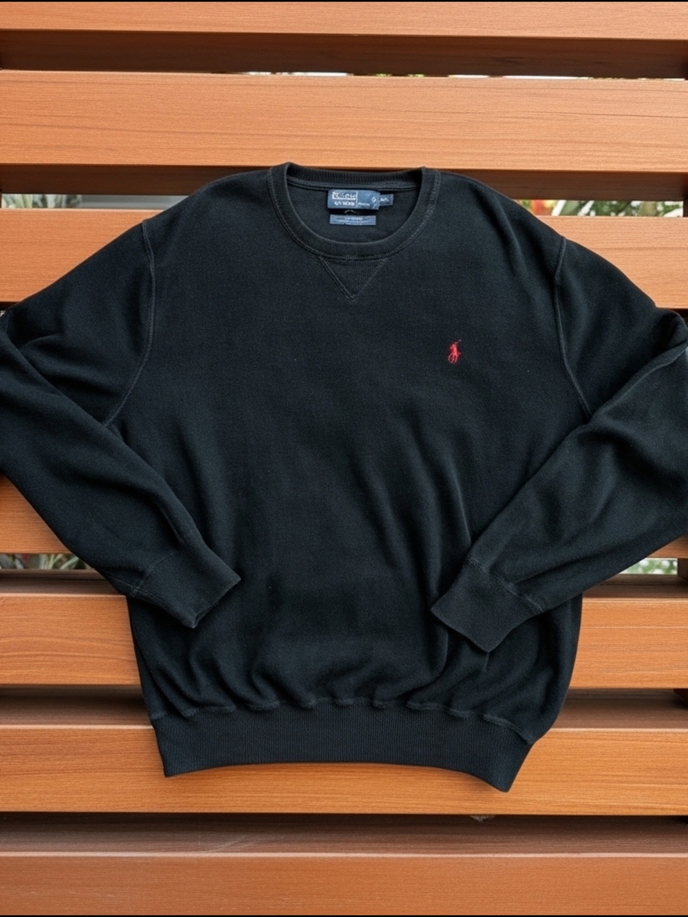 VTG Polo Ralph Lauren Men’s 2X Fleece Crew Neck Sweatshirt Black Red Pony
